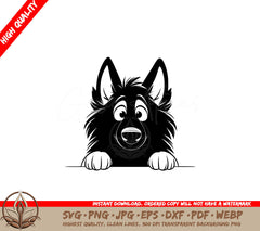 Watchful Belgian Malinois Peek SVG
