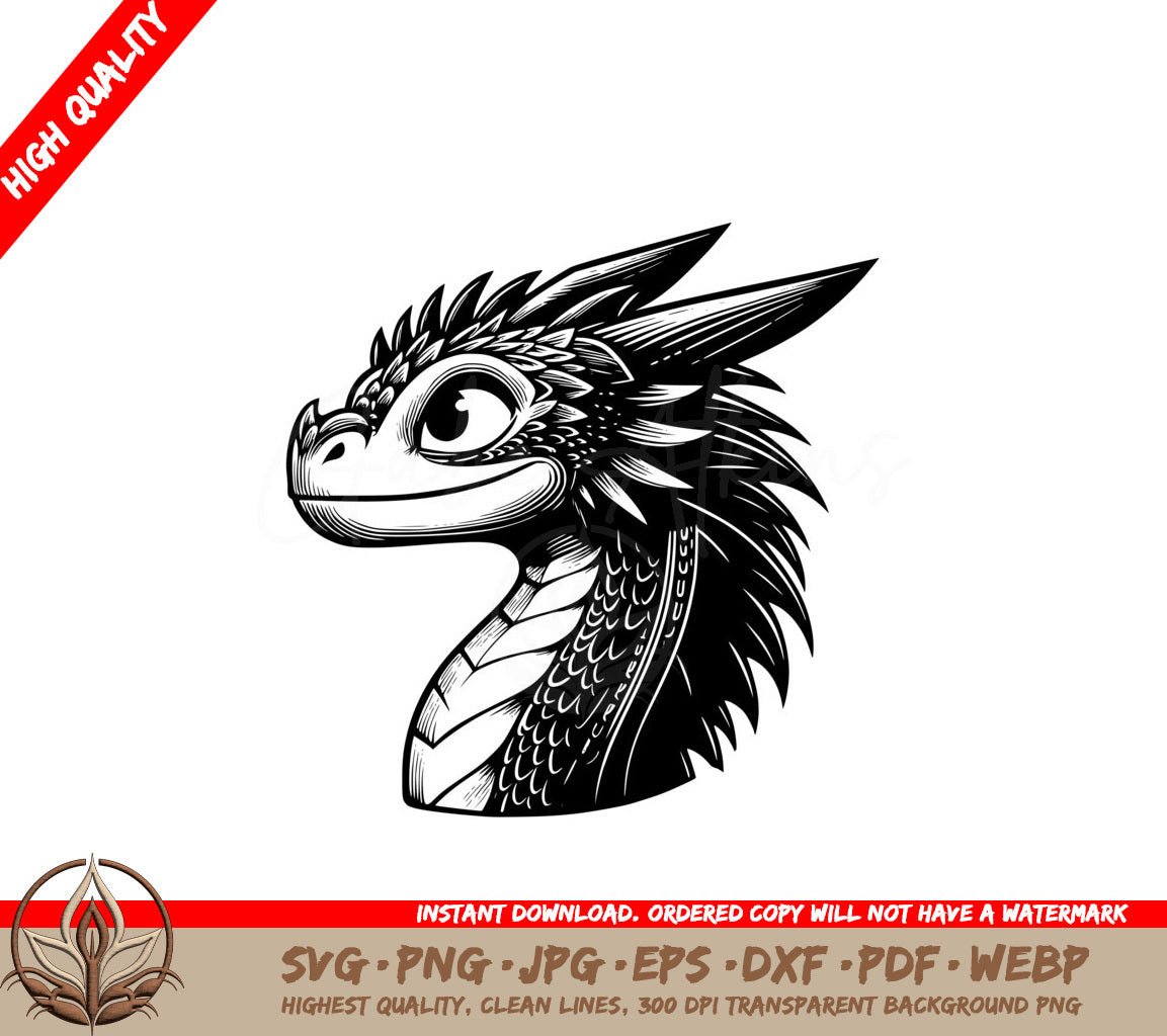 Watchful Majestic Dragon SVG PNG JPG AI PDF DXF EPS and WebP - Digital Download