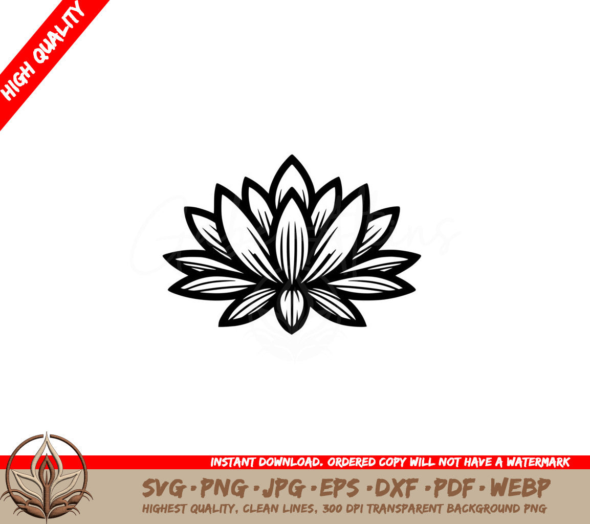 Water Lily Elegance SVG PNG JPG AI PDF DXF EPS WebP Digital Download