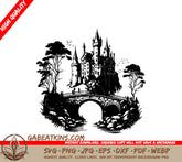 Castle & Bridge Watercolor SVG SVG