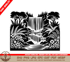 Waterfall Haven Digital Design File (SVG, PNG, JPG, AI, PDF, DXF, EPS, WebP)