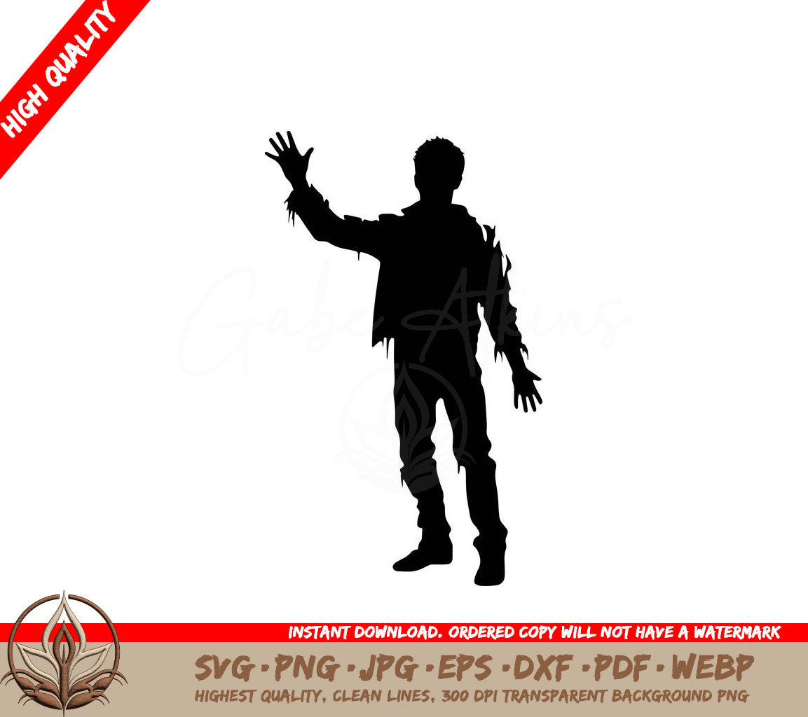 Waving Zombie - Digital Design in Multiple File Formats (SVG, PNG, JPG, AI, PDF, DXF, EPS, WebP)