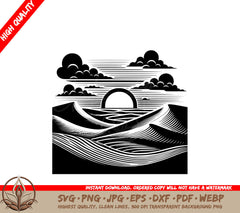 Wavy Sunset Horizon SVG PNG JPG AI PDF DXF EPS and WebP Digital Download