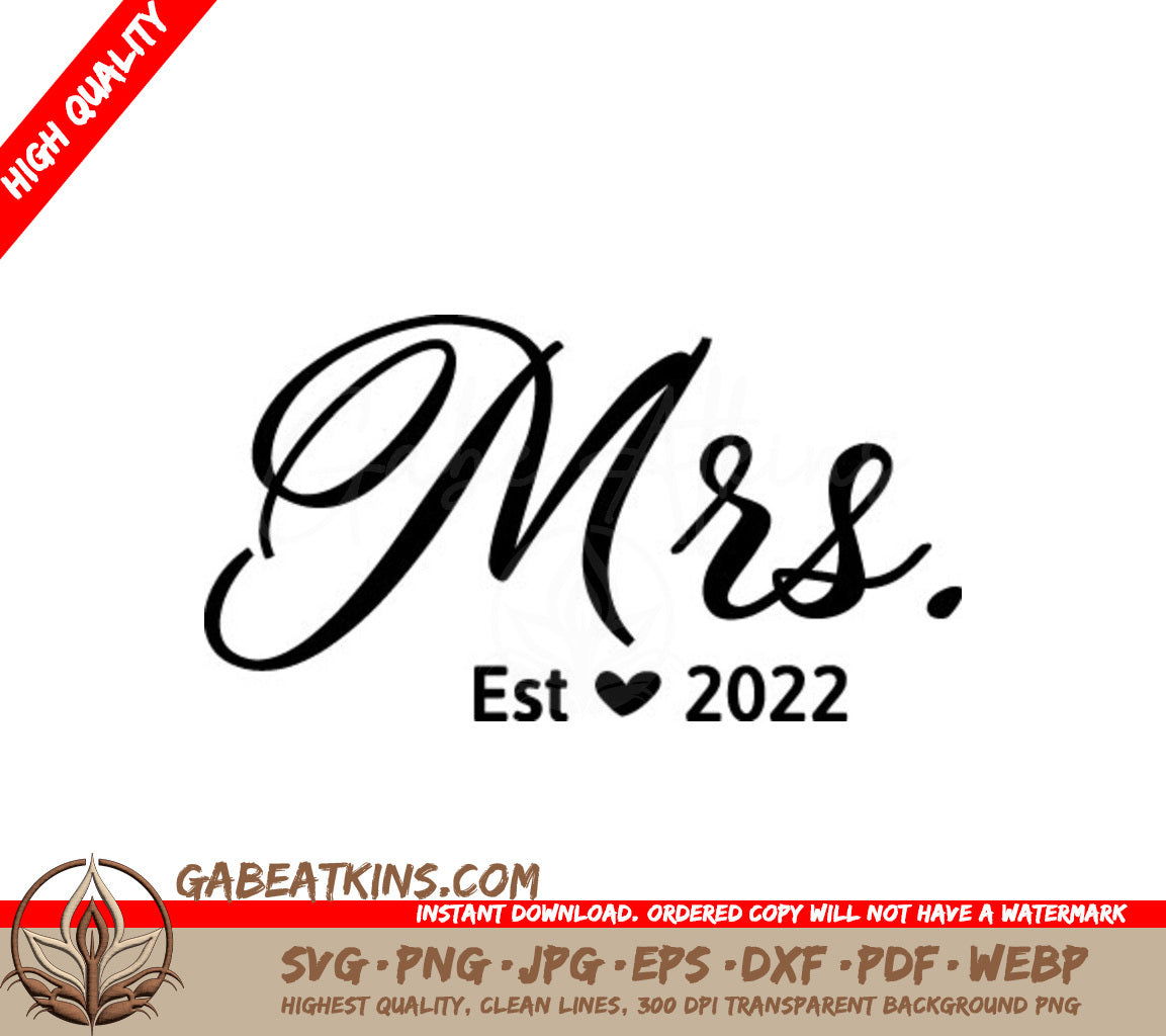 Mrs Wedding Design SVG - Established 2022 SVG