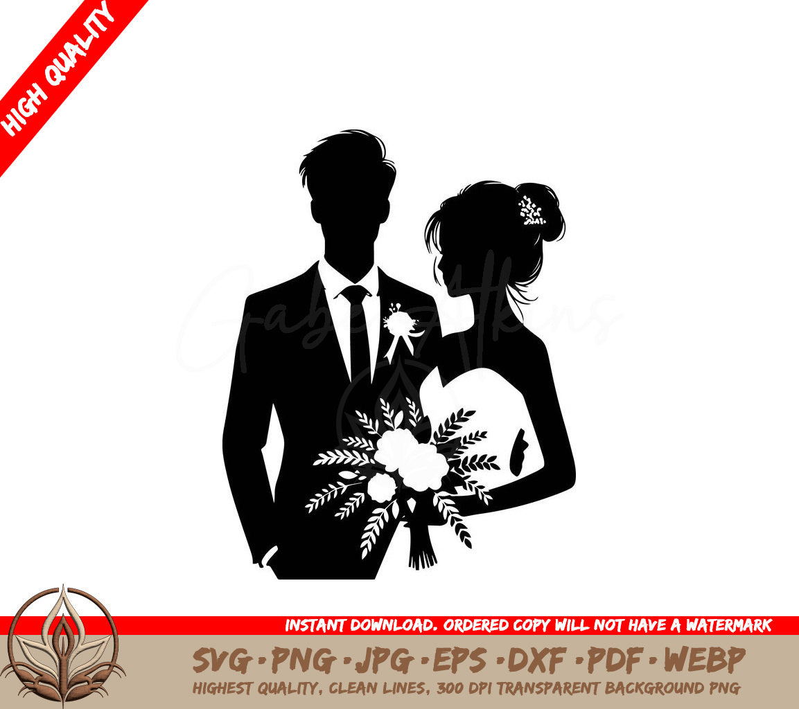 Wedding Couple Digital Design - SVG, PNG, JPG, AI, PDF, DXF, EPS and WebP File Formats