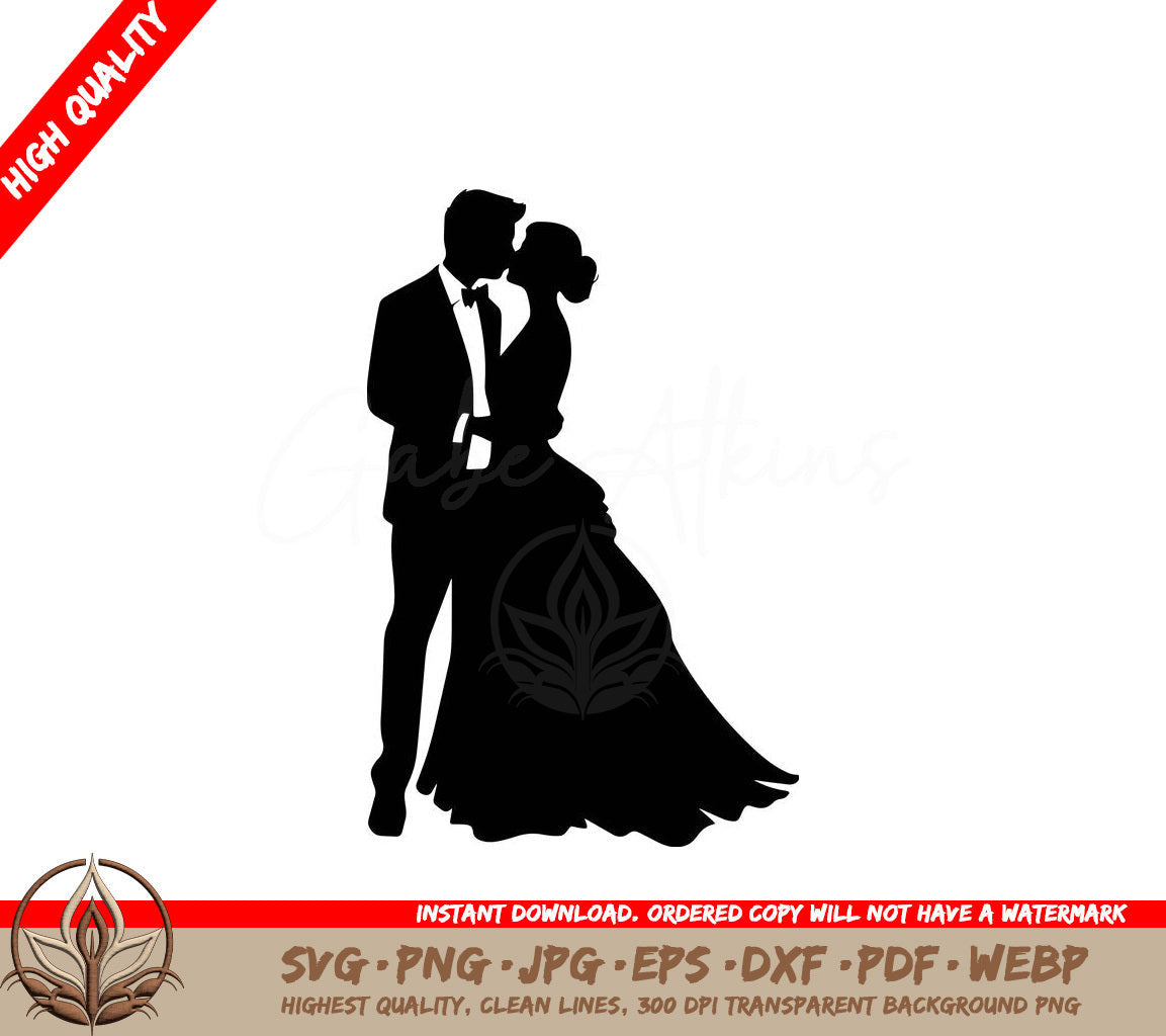 Wedding Kiss Digital Design in Multiple File Formats (SVG, PNG, JPG, AI, PDF, DXF, EPS, WebP)