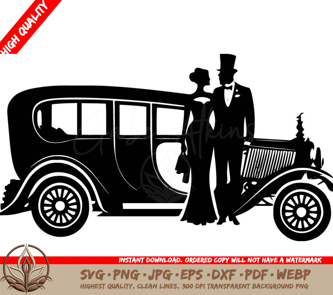 Wedding Limo Digital Design Cut File in SVG, PNG, JPG, AI, PDF, DXF, EPS and WebP Formats