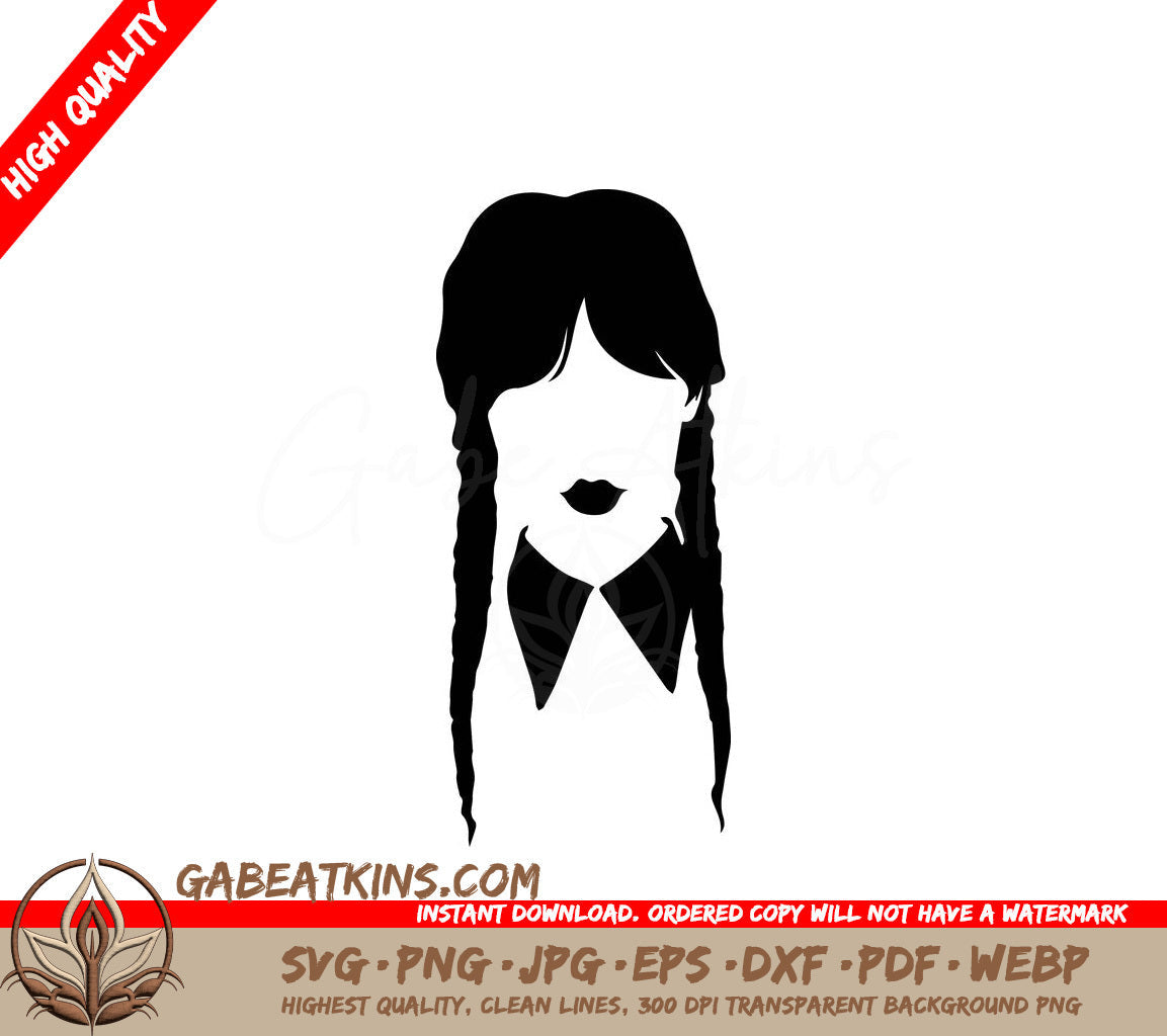 A Girl With Braids And A Collar SVG - Wednesday Addams SVG SVG