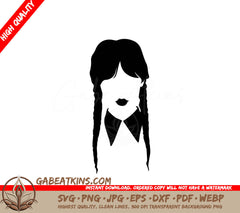 A Girl With Braids And A Collar SVG - Wednesday Addams SVG SVG