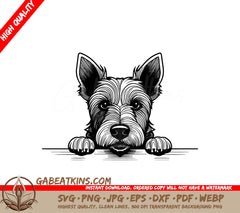 Scottish Terrier & Welsh Terrier Peeking Over Table - SVG SVG