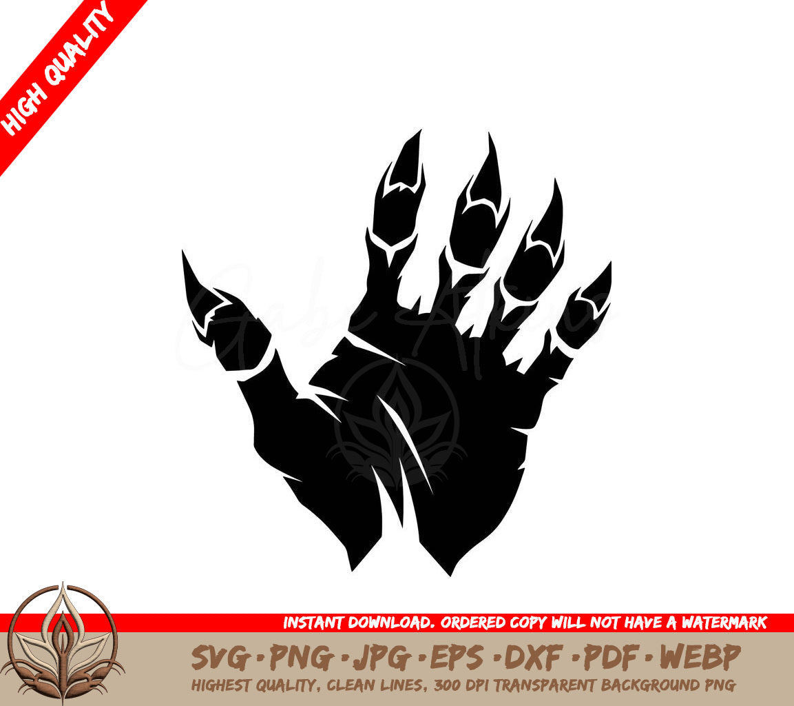 Werewolf Paw Print: Digital Design in Multiple File Formats