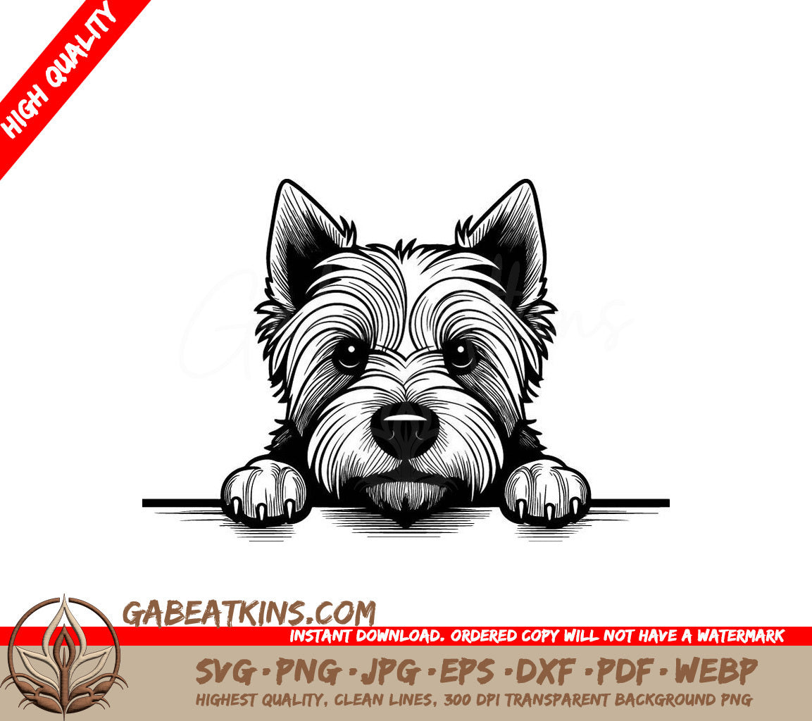 West Highland White Terrier Peeking Over Wall SVG SVG