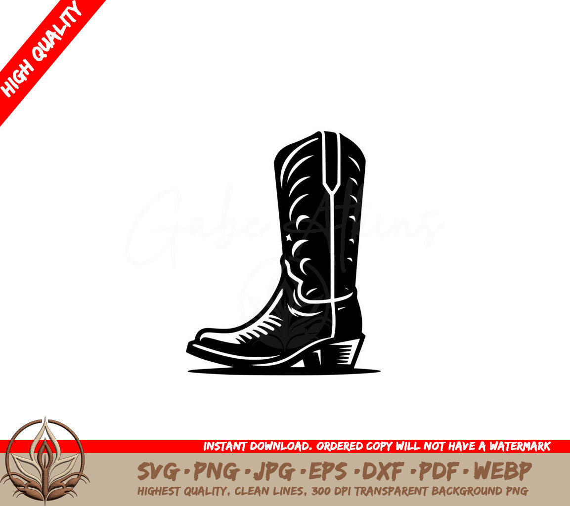 Western Boot Digital Design SVG PNG JPG AI PDF DXF EPS and WebP