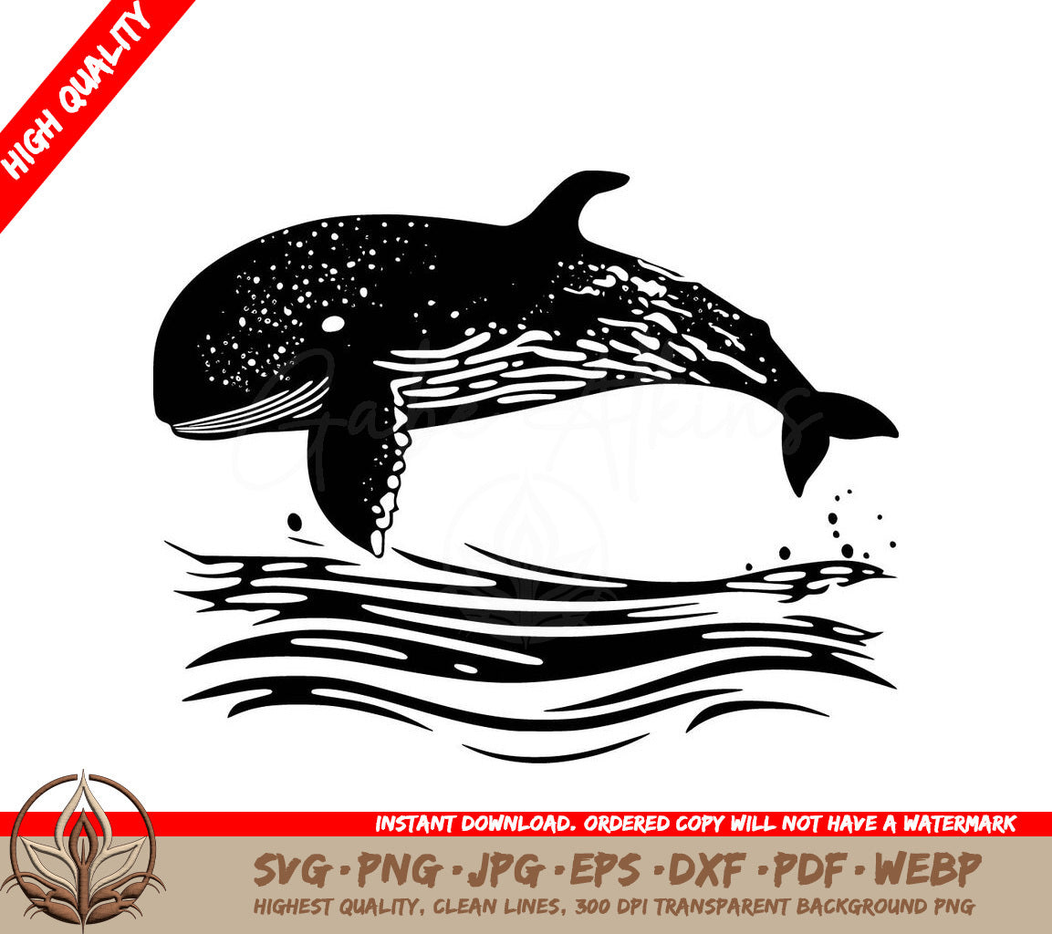 Whale Swimming In The Ocean Digital Design in SVG, PNG, JPG, AI, PDF, DXF, EPS and WebP Formats