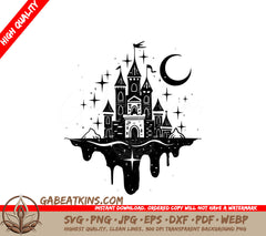 Whimsical Castle SVG with Crescent Moon SVG