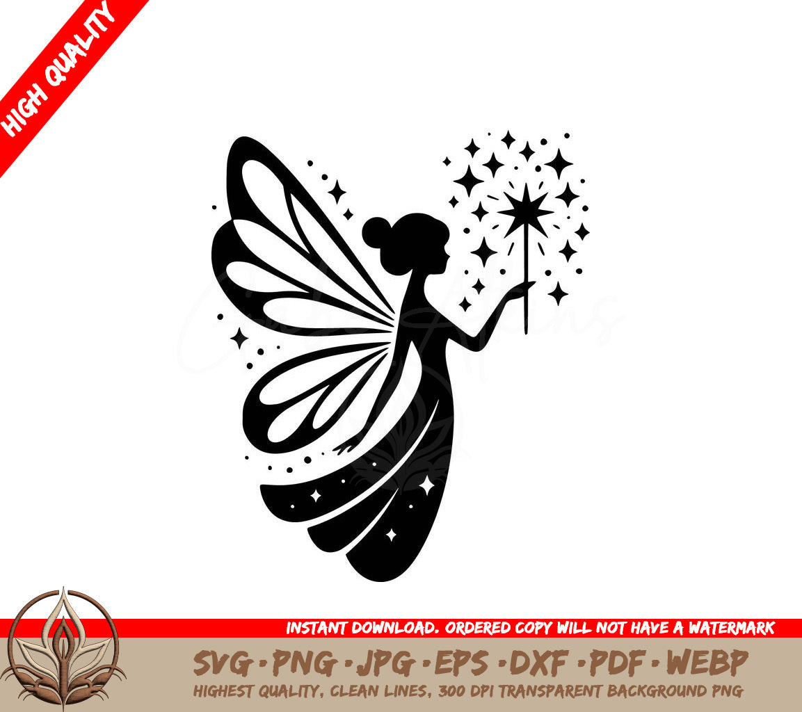 Whimsical Fairy Magic Digital Design File (SVG, PNG, JPG, AI, PDF, DXF, EPS, WebP)