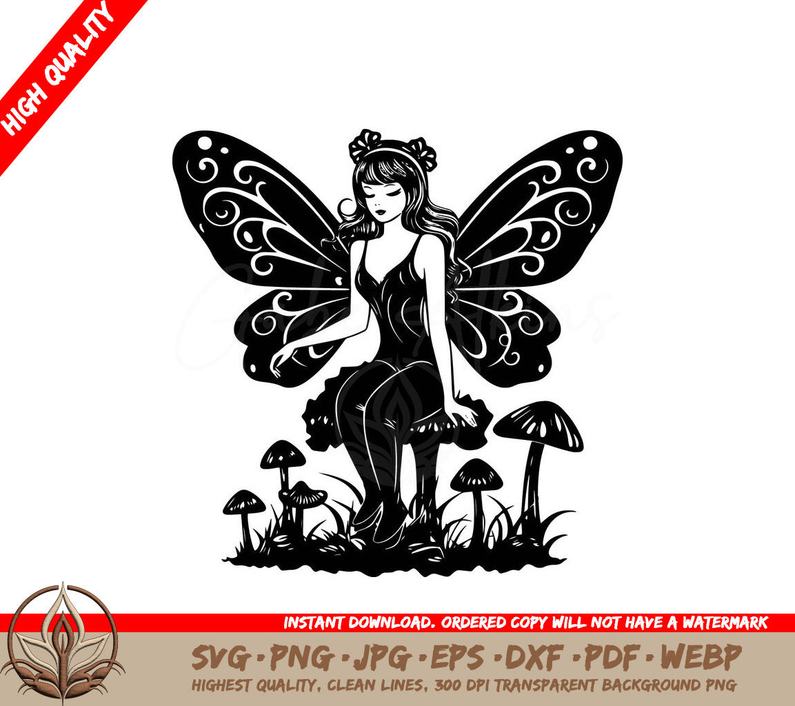 Whimsical Fairy Digital Design File (SVG, PNG, JPG, AI, PDF, DXF, EPS, WebP)