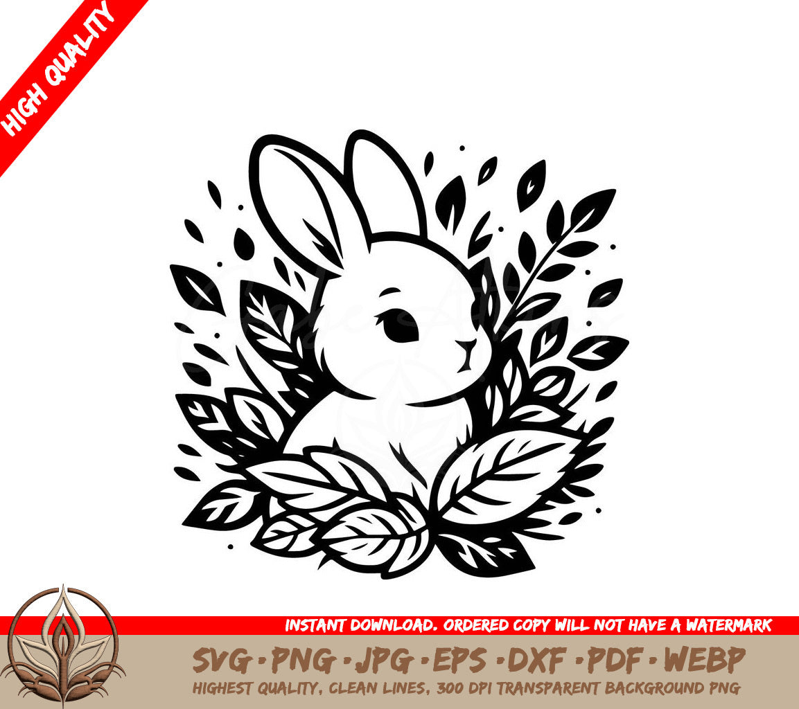 Whimsical Rabbit Digital Design in Multiple File Formats