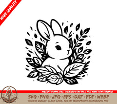 Whimsical Rabbit Digital Design in Multiple File Formats