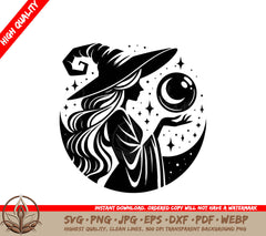 Whimsical Witch Digital Design File (SVG, PNG, JPG, AI, PDF, DXF, EPS, WebP)