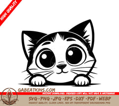A Cat With Big Eyes SVG - Whisker Cutie Peek SVG
