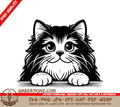 A Cat Peeking Over A Wall SVG - Whisker Wonder SVG