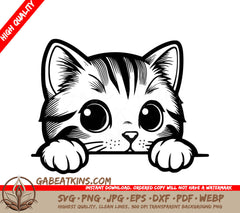 A Cat Peeking Over A Wall SVG - Whiskered Watcher Peeking SVG