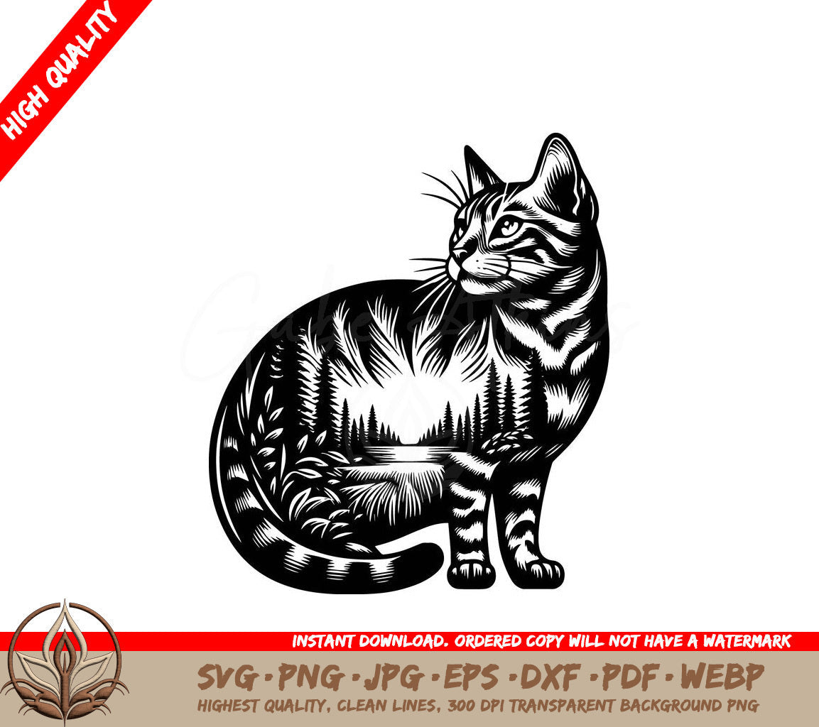 Whiskers in Woods: Digital Design File (SVG, PNG, JPG, AI, PDF, DXF, EPS, WebP)
