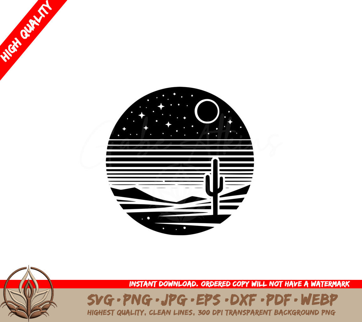 Whispering Desert Moon SVG PNG JPG AI PDF DXF EPS and WebP Digital Download