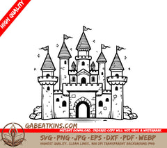 Castle with Flags SVG - Whispers of the Forgotten SVG