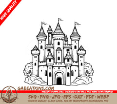 Castle with Flag SVG - Whispers of the Forgotten SVG