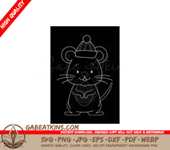 Mouse in Hat SVG - Chalk Drawing Illustration SVG