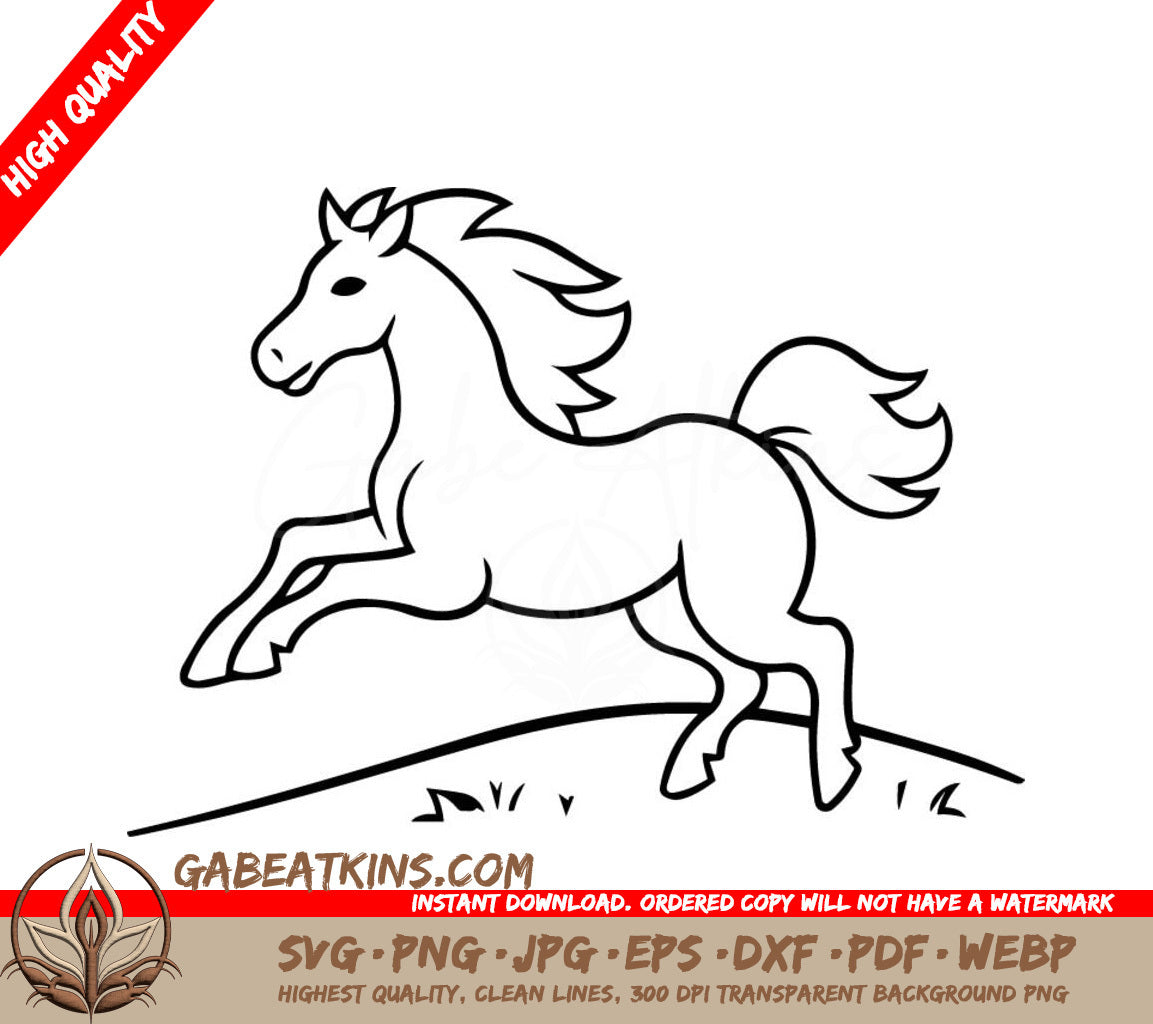 A Horse Running In The Grass SVG - White horse running on the meadow Vector illustration in flat style SVG