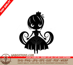 Halloween Wizard Girl SVG Adorable Zombie Cheerleader Charm Vector SVG