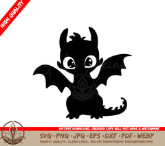 Wide Eyed Dragon - Digital Design File (SVG, PNG, JPG, AI, PDF, DXF, EPS, WebP)