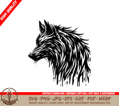 Wild Abstract Wolf - Digital Design in Multiple File Formats