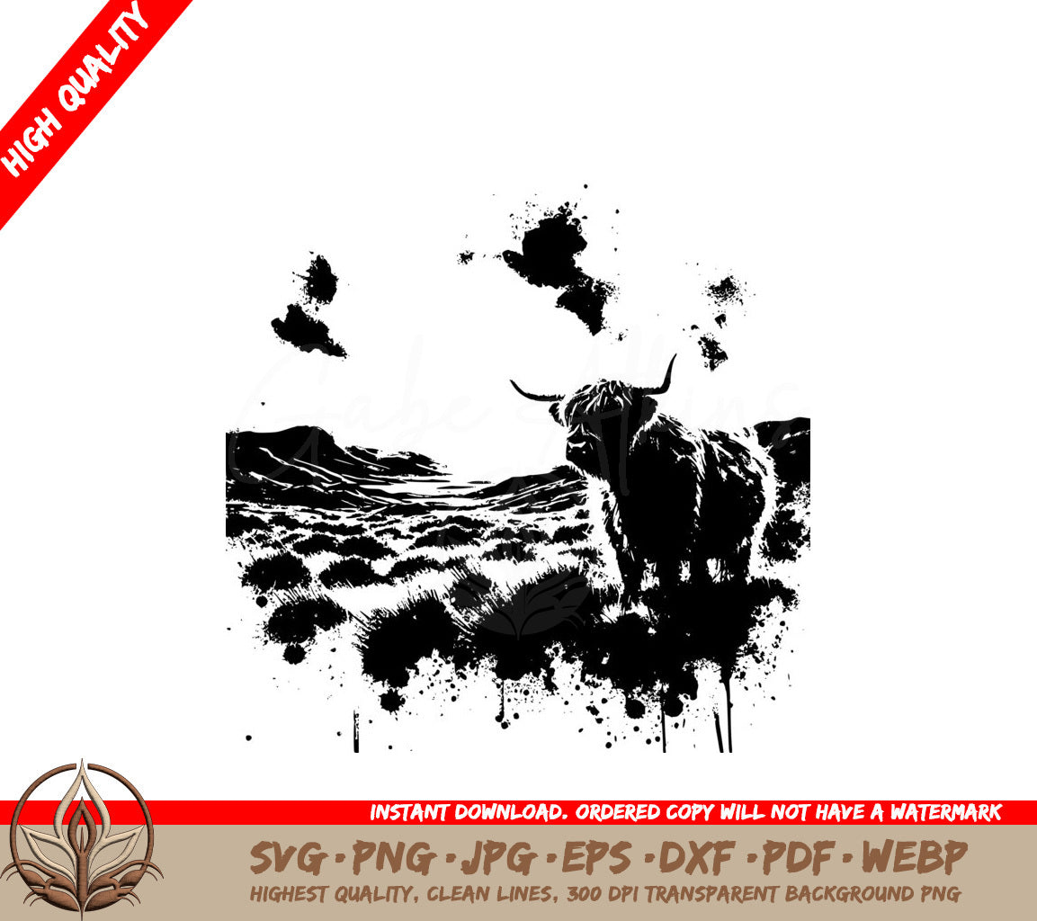 Wild Cow Inkblot SVG PNG JPG AI PDF DXF EPS and WebP Digital Download