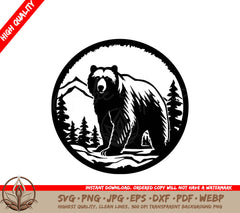 Wild Forest Bear Digital Design in Multiple File Formats (SVG, PNG, JPG, AI, PDF, DXF, EPS, WebP)