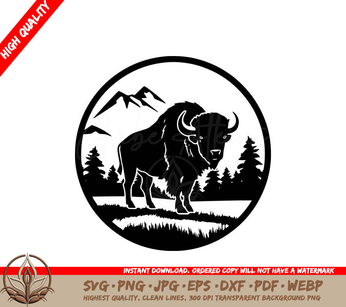 Wild Landscape Bison: Multi-Format Digital Design File