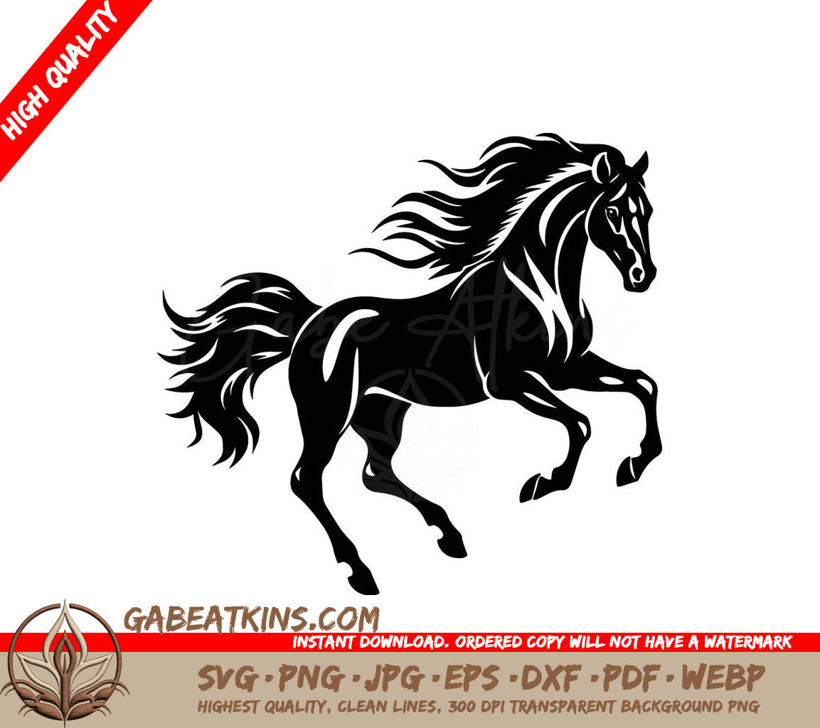 A Horse With A Long Mane SVG - Wild Steed SVG