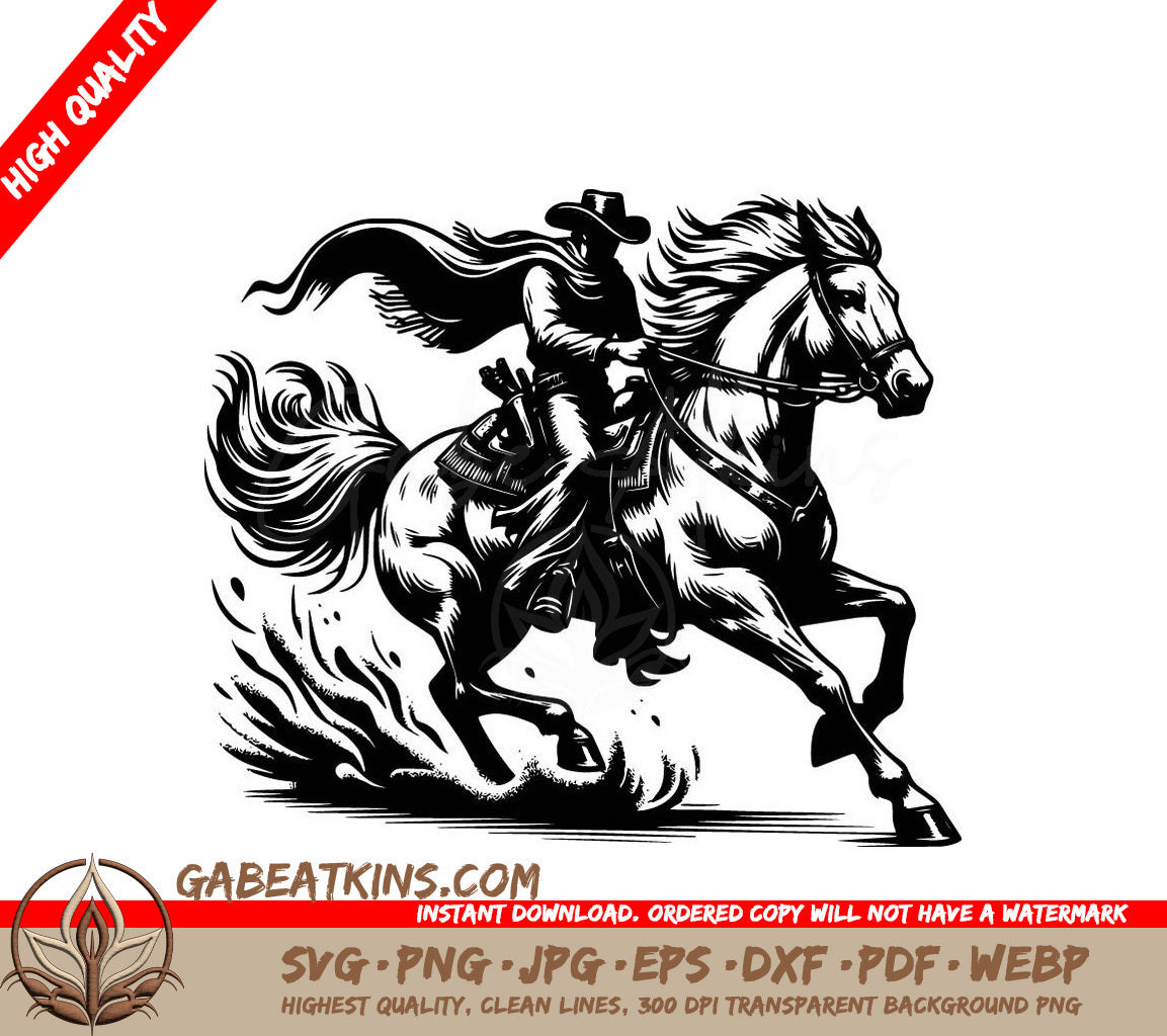 A Cowboy Riding A Horse SVG - Wild West Gallop SVG