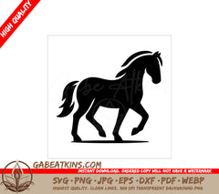 A Black And White Silhouette Of A Horse On A White Background SVG - Wild horse black silhouette flat vector illustration SVG