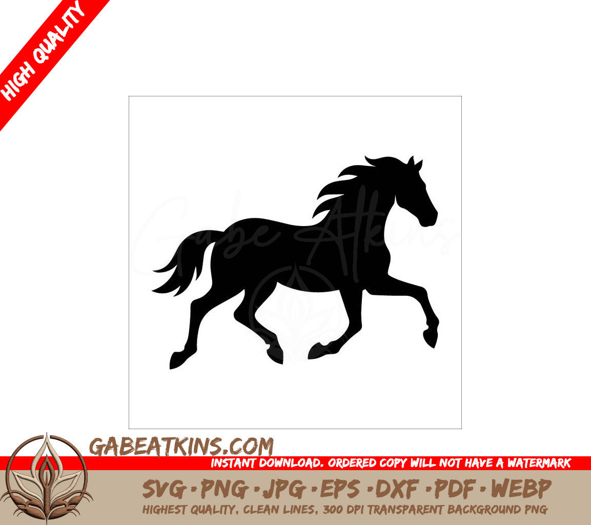 A Black Silhouette Of A Horse Running On A White Background SVG - Wild horse running black silhouette flat vector illustration SVG