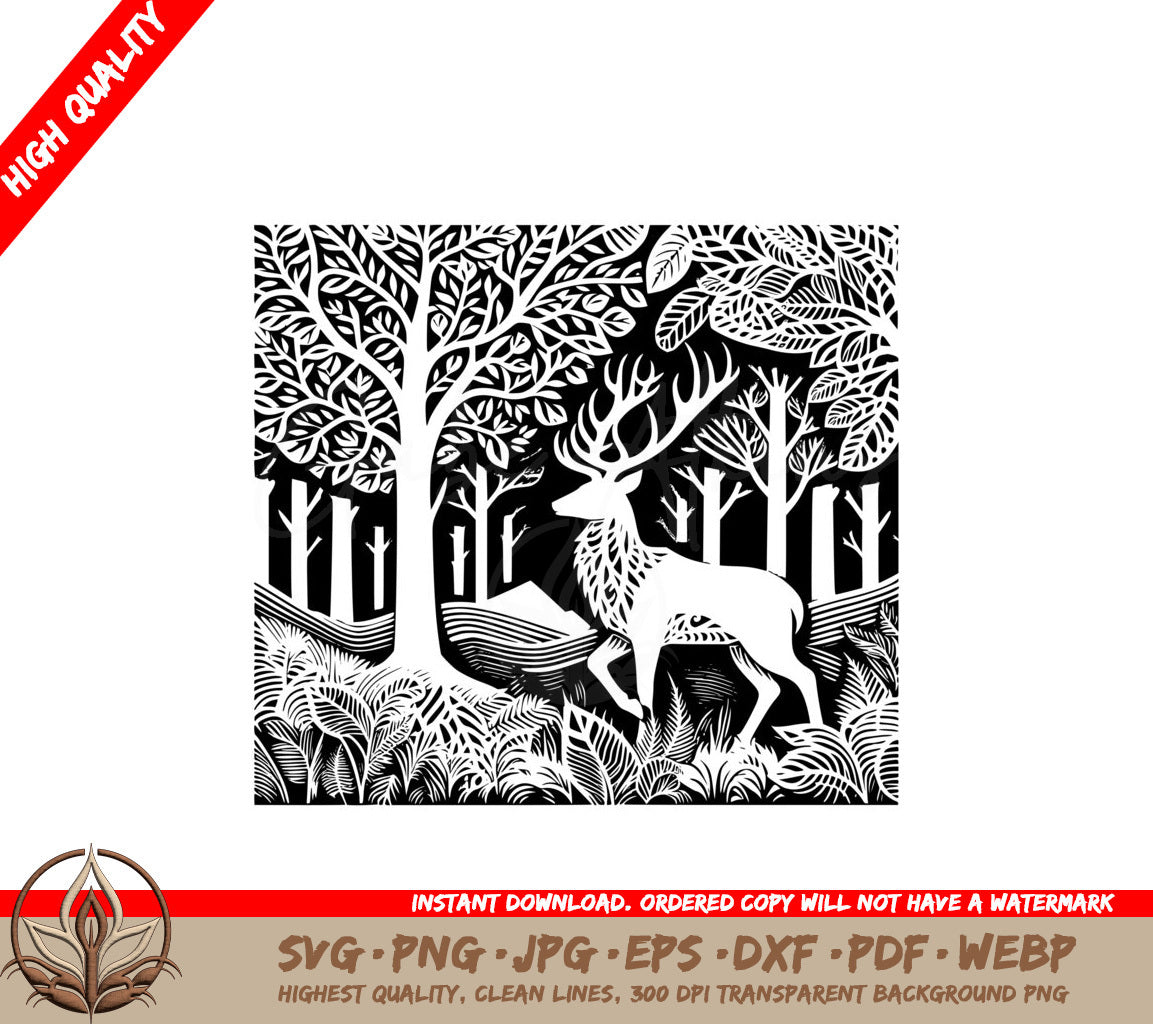 Wilderness Stag Watch SVG PNG JPG AI PDF DXF EPS and WebP Digital Download
