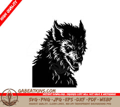 A Black And White Drawing Of A Werewolf With Its Mouth Open