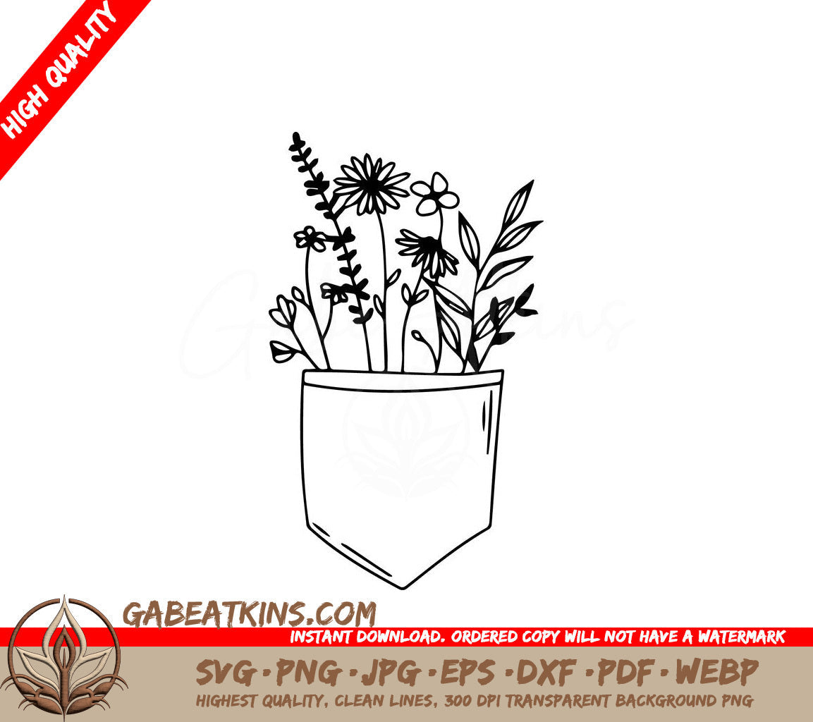 Flowers In A Pocket SVG - Wildflower Pocket SVG SVG
