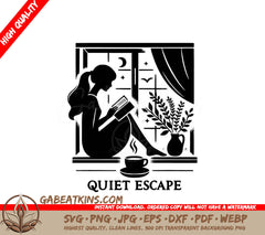 A Woman Reading A Book SVG - Window Reading SVG
