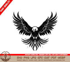 Winged Aviator Eagle Tattoo Logo Design with Skull Wing Span Fierce Sentinel Tattoo Styled Eagle SVG
