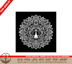 Winged Peacock Mandala SVG PNG JPG AI PDF DXF EPS and WebP Digital Download