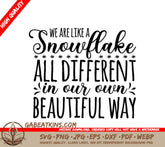 Unique Snowflake SVG - We Are All Different & Beautiful SVG